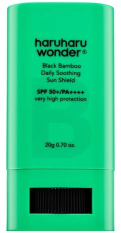 Haruharu Wonder Juodas Bamboo Daily Soothing Sun Shield SPF 50+ pieštukas nuo saulės, 20 g