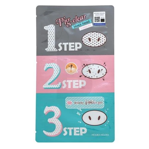 Pleistrai nuo spuogų Holika Holika Pig Clear Blackhead 3-step kit(genuine article sticker)