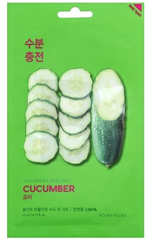 Holika Holika Pure Essence Mask Sheet - Cucumber lakštinė veido kaukė su agurkų ekstraktu, 20 ml