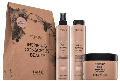 „Lakme Teknia Full Defense“ mažmeninė pakuotė: Šampūnas, 300 ml, Priemonė, 250 ml, Purškalas, 300 ml