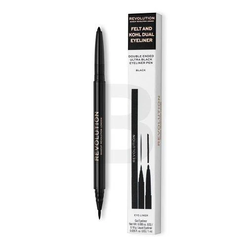 Revolution Make Up Dvipusis akių kontūras Makeup Revolution London Awesome Dual Akių apvadas Kohl and Flick 1.18 g
