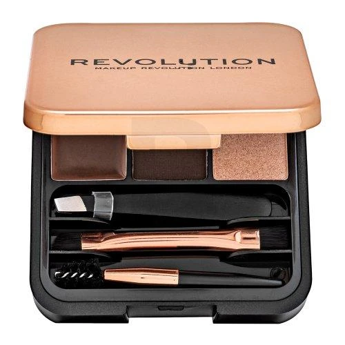 Makeup Revolution London Brow Sculpt Kit rinkinys ir paletė antakiams, 2,2 g