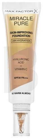 "Max Factor Miracle Pure" odą puoselėjantis makiažo pagrindas "24h Hydration Spf30 45-Warm Almond" 30ml