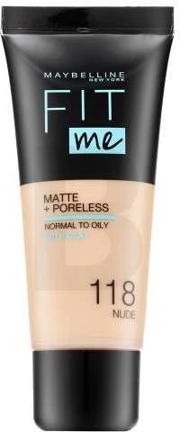 Maybelline Fit Me Matte & Poreless 118 Nude Vamzdelis Skystis 30 ml