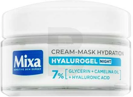 MIXA Ekspert Hyalurogel Night Moisturizing Night Kreminis-Mask drėkinamasis naktinis veido kremas-kaukė, 50 ml