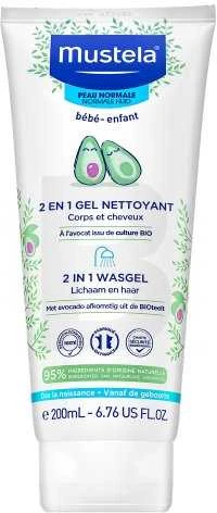 Mustela 2-In-1 Cleansing Gel prausimosi gelis kūdikiams ir vaikams, 200 ml