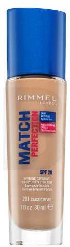 Rimmel London Match Perfection SPF20 makiažo pagrindas Moterims 30 ml, Classic Beige 201 - Cool