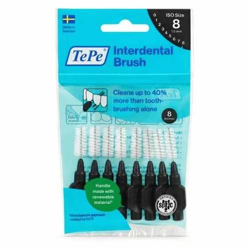 TePe Original tarpdančių šepetėliai 1,5 mm Juoda 8 vnt.