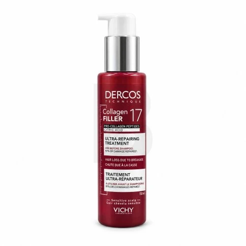 Vichy Dercos Ultra-Repairing Treatment Collagen 17 Filler intensyvaus poveikio koncentratas galvos odai , 150 ml