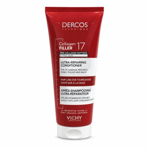 Vichy Dercos Ultra-Repair Collagen Filler 17 Conditioner intensyvaus poveikio gaivinamasis plaukų kondicionierius, 200 ml