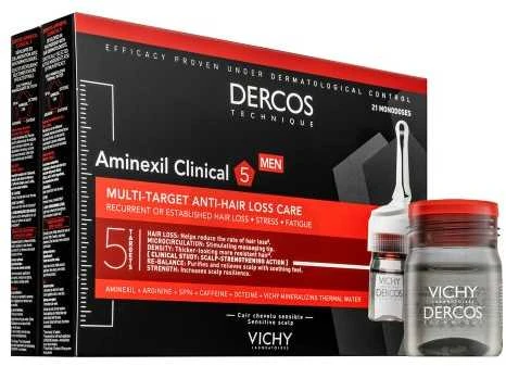Priemonė nuo plaukų slinkimo Vichy Dercos Aminexil Clinical 5, 21 x 6 ml