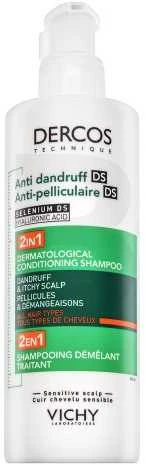 Vichy Dercos Nuo pleiskanų 2 in 1 Šampūnas + Conditioner šampūnas–kondicionierius pleiskanojančiai galvos odai, 390 ml
