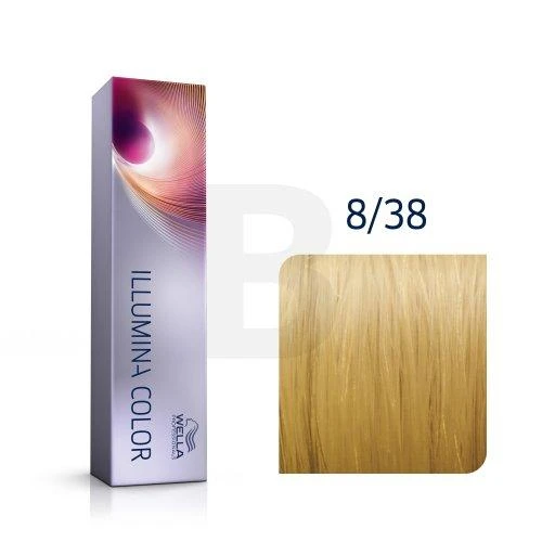 Wella Illumina Color 8/38 plaukų dažai su atspalvio pavyzdžiu