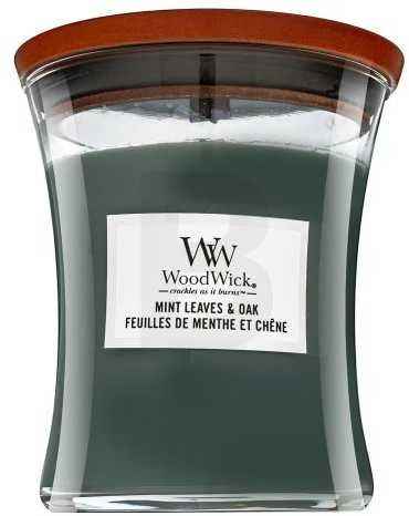 WoodWick Aromatinė žvakė (Mint Leaves & Oak), 275 g
