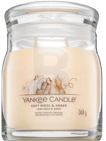 Yankee Candle Aromatinė žvakė Signatūrinė stiklinė vidutinė "Soft Wool" - Gintarinė 368 g