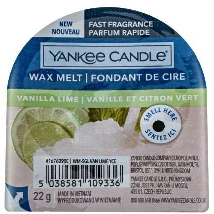 Yankee Candle Wax Melt Vanilla Lime kvapusis vaškas, 22 g