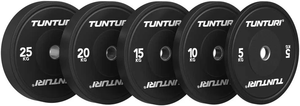 Svarmenys TUNTURI Platinum Bumper Plate Juodas (5–25 kg) (Svoris: 25 kg)
