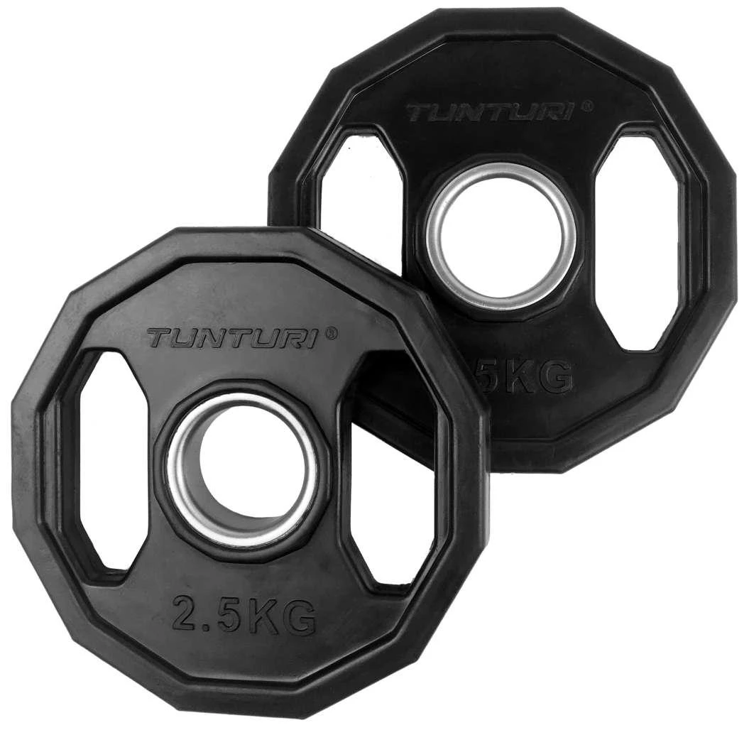 Olimpiniai gumuoti svarmenys TUNTURI 1,25-25kg (Svoris: 2 x 2.5kg)