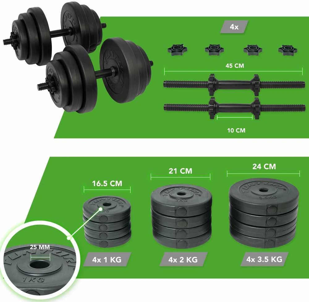 Svarmenų rinkinys Tunturi, 28 kg