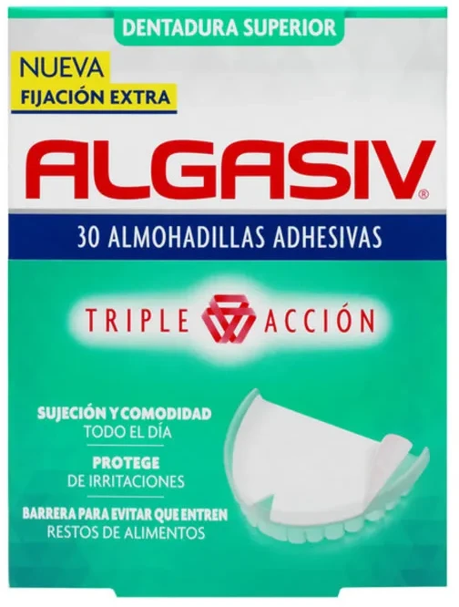 "Algasiv" dantų protezų fiksatorius, užplombuojantis 30 viršutinių dalių