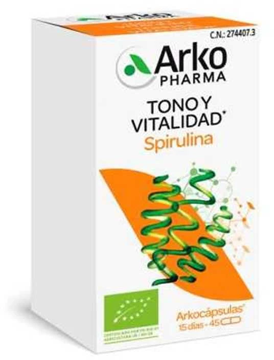Arkopharma Arkocaps Spirulina Organic maisto papildai gyvybingumui 45 vnt