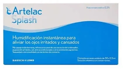 Artelac Splash Colirio Ojos Secos 0,5ml 30 monodozių
