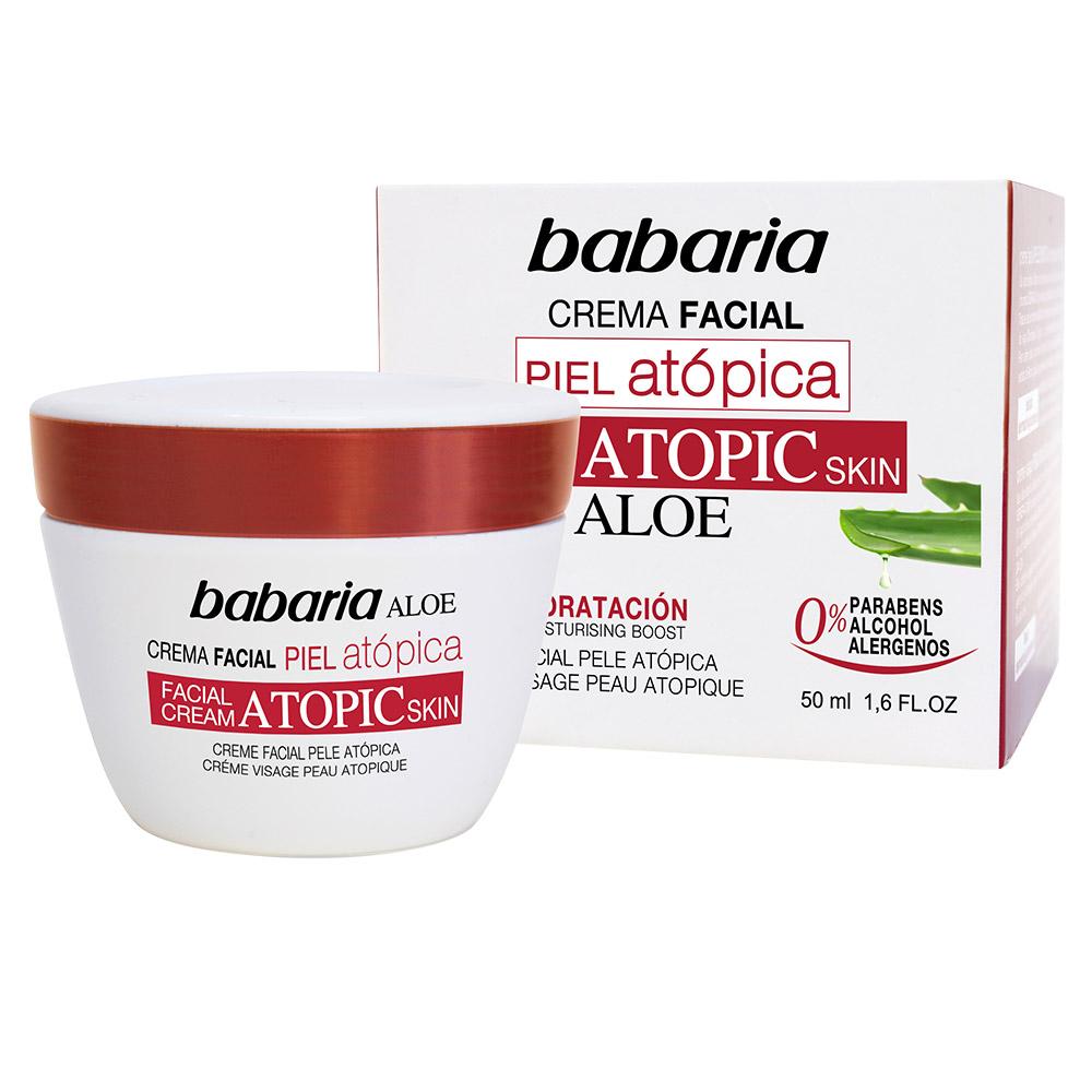Babaria Aloe Vera Facial Kreminis Atopic Skin 0% veido kremas atopinei odai, 50 ml