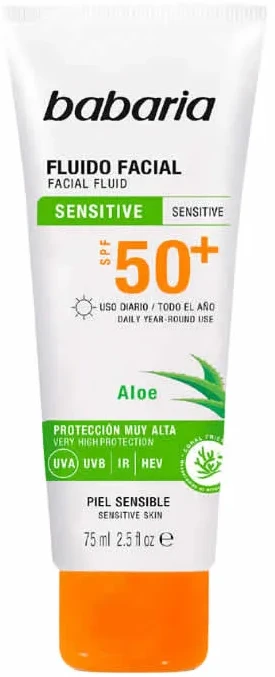 Babaria veido fluidas jautriai odai SPF50, 75 ml
