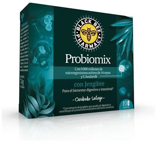 Black Bee Juodas Bee Juodas Bee Probiomix su imbieru 10 kapsulių