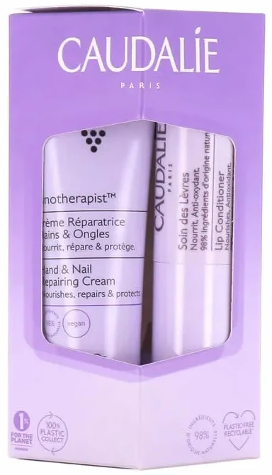 Caudalie Vinotherapist Hand and Nail Repair Kreminis 30 ml + Lip Care 4.5 g rankų kremo ir lūpų balzamo rinkinys
