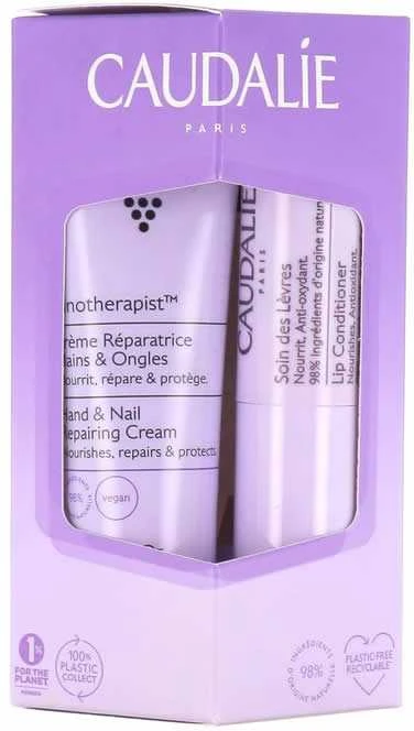 Caudalie Vinotherapist Hand and Nail Repair Kreminis 30 ml + Lip Care 4.5 g rankų kremo ir lūpų balzamo rinkinys