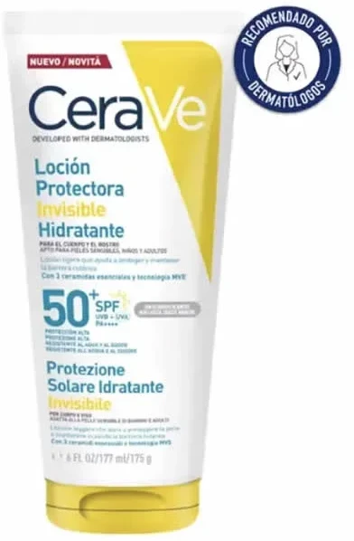 CeraVe Invisible Hydrating Protective Lotion SPF 50+ apsauginis losjonas nuo saulės, 177 ml