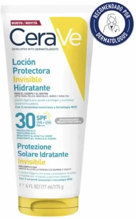 CeraVe Invisible Hydrating Protective Lotion SPF 30 apsauginis losjonas nuo saulės kūnui ir veidui, 177 ml