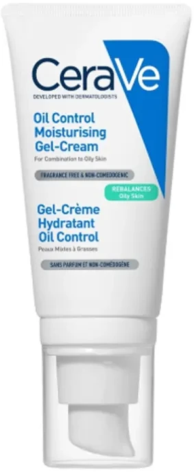 Drėkinamasis veido kremas mišriai ir riebiai odai Cerave Oil Control Moisturising Gel-Kreminis, 52 ml