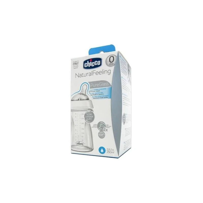 Chicco stiklinis buteliukas 250ml originalioje pakuotėje