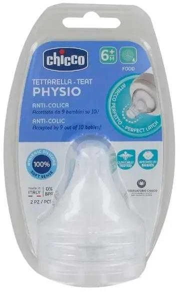 Chicco Tetina Physio 2m+ Silicona F/ Medium 2U silikoninė soskė buteliukui
