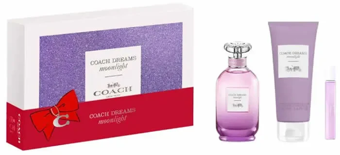 Rinkinys „Coach“: „Dreams Moonlight“ kvepalai moterims, 90 ml + „Dreams Moonlight“ tualetinis vanduo moterims, 15 ml + „Dreams Moonlight“ drėkinamasis kūno losjonas, 100 ml