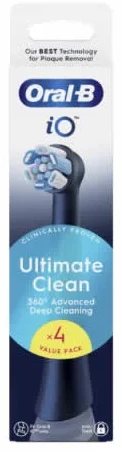Oral-B iO Ultimate Clean 4 dalių šepetėlių galvučių pakuotė, juodos spalvos