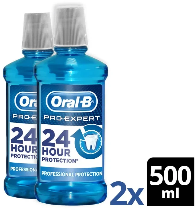 "Oral-B Pro-Expert" burnos skalavimo skysčio "Professional Protection" 500 ml rinkinys 2 vnt