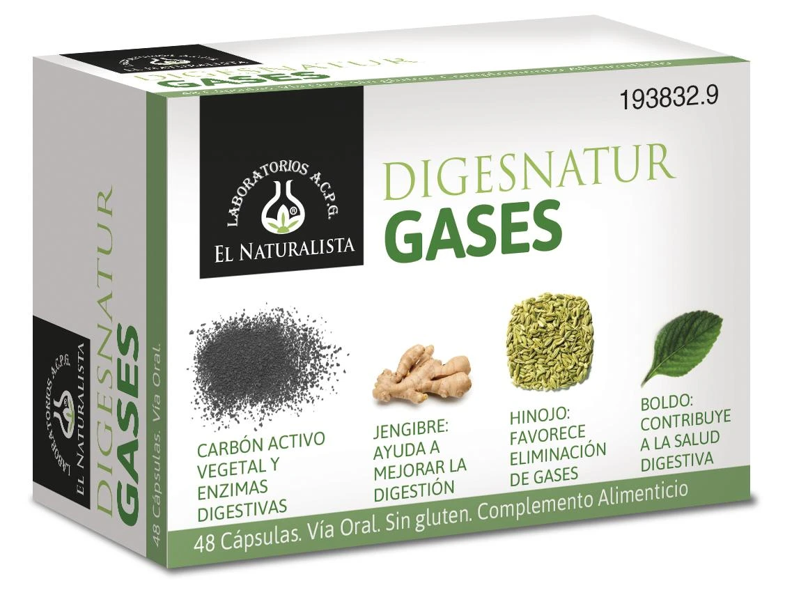 El Natural Digesnatur Gases 650 Mg X 48 kapsulės