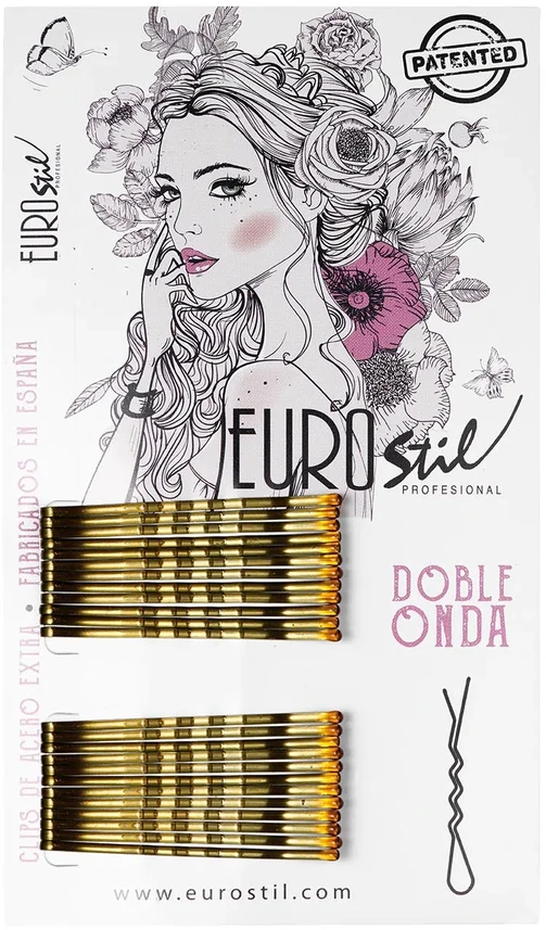 "Eurostil" plaukų segtukų dėžutė "Double Wave Bronze" 24vnt