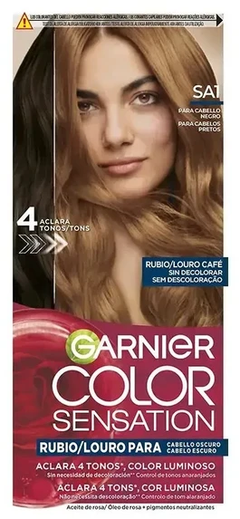 Garnier Color Sensation Tinte Rubio Luminoso Sin Decoloración Para Cabello Oscuro Louro Café 5 U