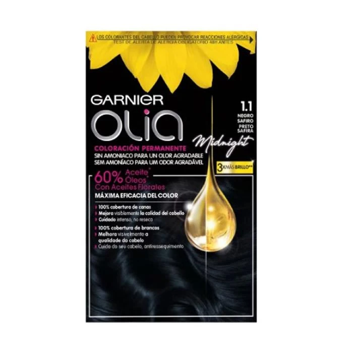 plaukų dažai Garnier Olia Permanent Colouring 1.10 Juodas Sapphire