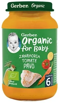 Gerber Ekologiška tyrė morkų ir pomidorų su kalakutiena 190g 1vnt