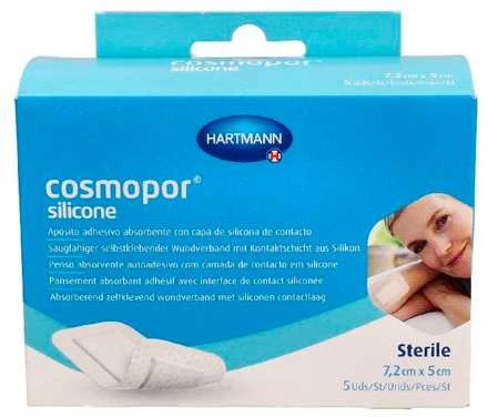 Hartmann Kaukė Cosmopor Silikoninė 7,2x5cm 5 Vienetų