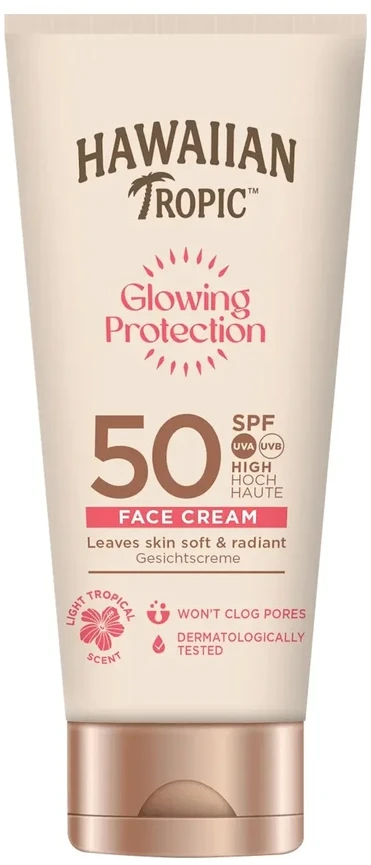 „Hawaiian Tropic“ švytintis apsauginis veido kremas su SPF50, 50 ml