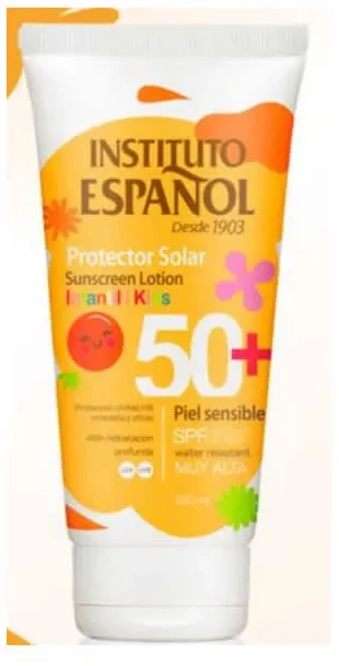 „Instituto Español“ apsauginis veido losjonas nuo saulės vaikams nuo saulės SPF 50, 150 ml, jautriai odai