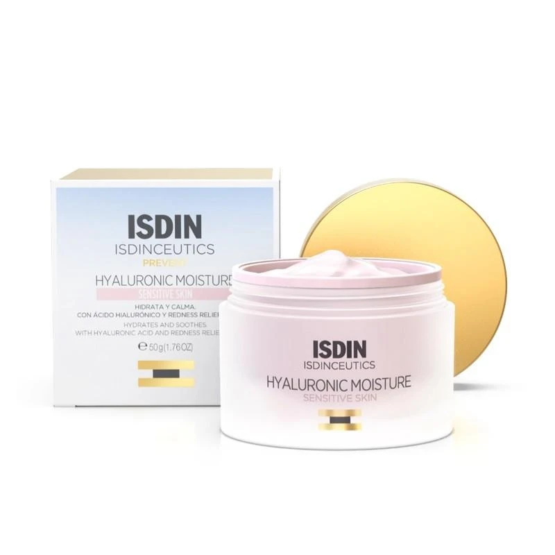 Isdin Isdinceutics Hyaluronic Moisture Sensitive Skin drėkinantis veido kremas su hialiuronu jautriai odai 50g