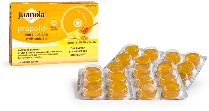 Juanola Propolio medus Cinkas Vitaminas C 24vnt