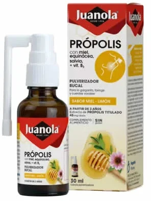 Angelini Juanola Propolis su medumis, ežiuole, šalaviju ir vitaminu B3 30ml